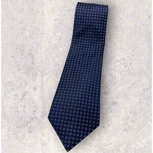 BRIONI Silk Tie ITALY XL Navy Pink Geometric W:3.7" EUC